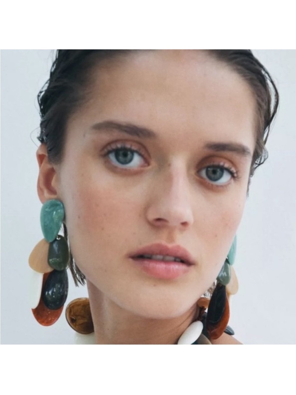 Zara Multi-Color Resin Drop Statement Earrings - NWT